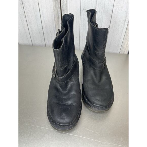 Dr Martens Moto Boots Black Leather Distressed Women’s 38 US 7 - Picture 2 of 6